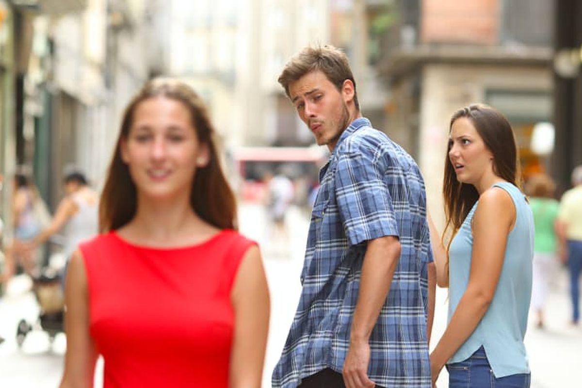 Distracted Boyfriend meme about Orla Kiely