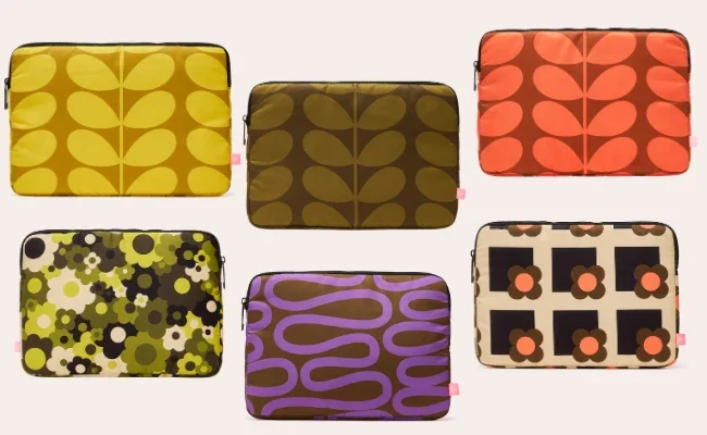 Orla Kiely laptop sleeves in stem and spot prints