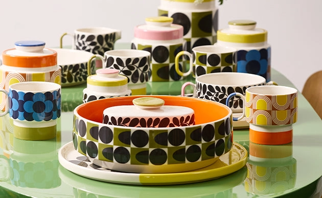 Orla Kiely kitchen and dining ceramics in stem and spot prints